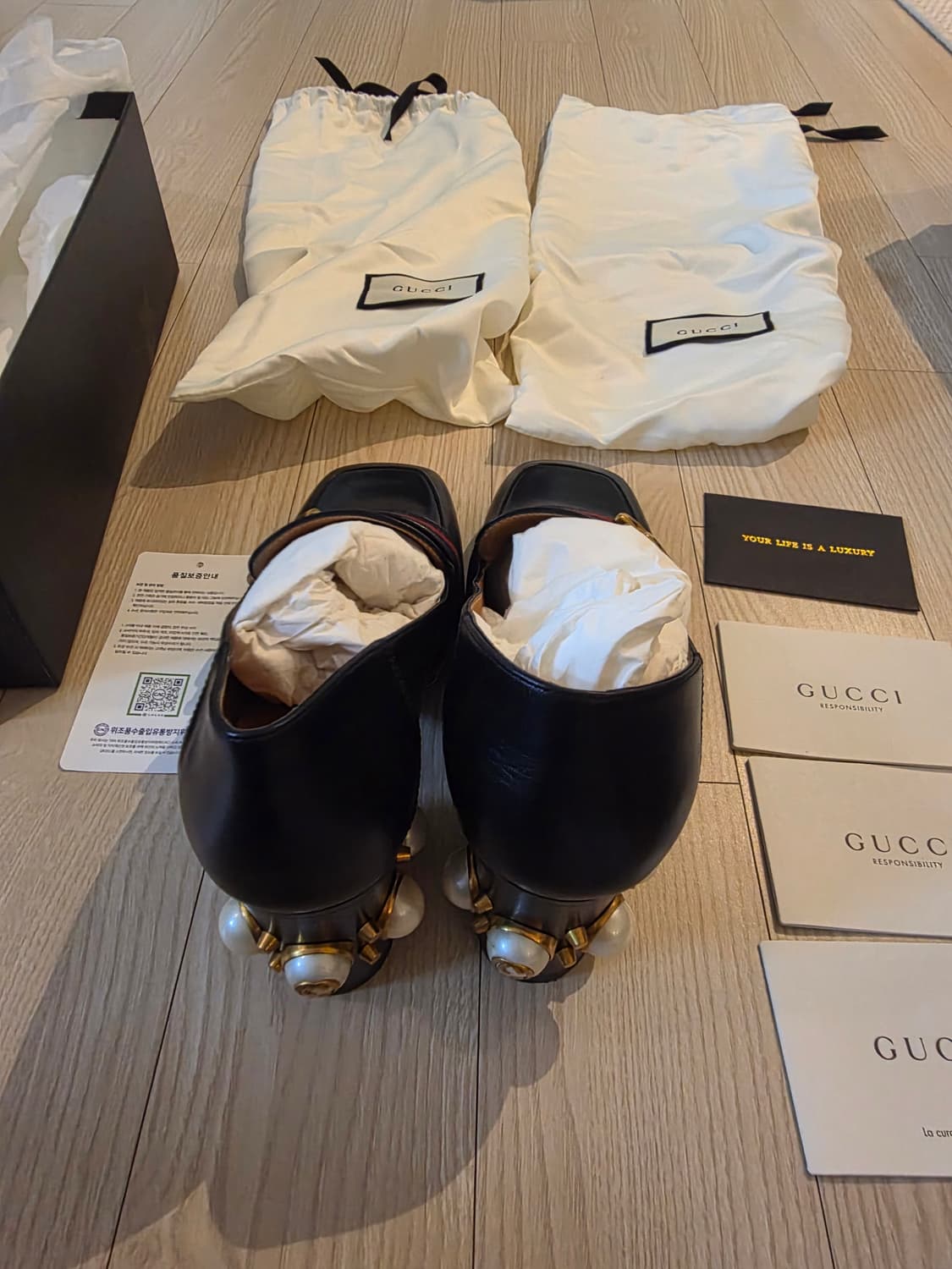 구찌 마몬트 진주 로퍼 블랙 36.5 상품이미지2