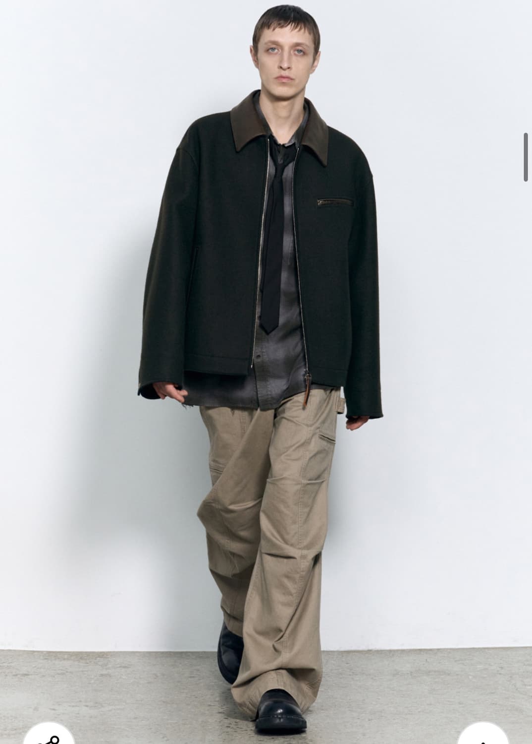 인사일런스 레더 패치 울 워크 자켓 INK GREY L사이즈 상품이미지2