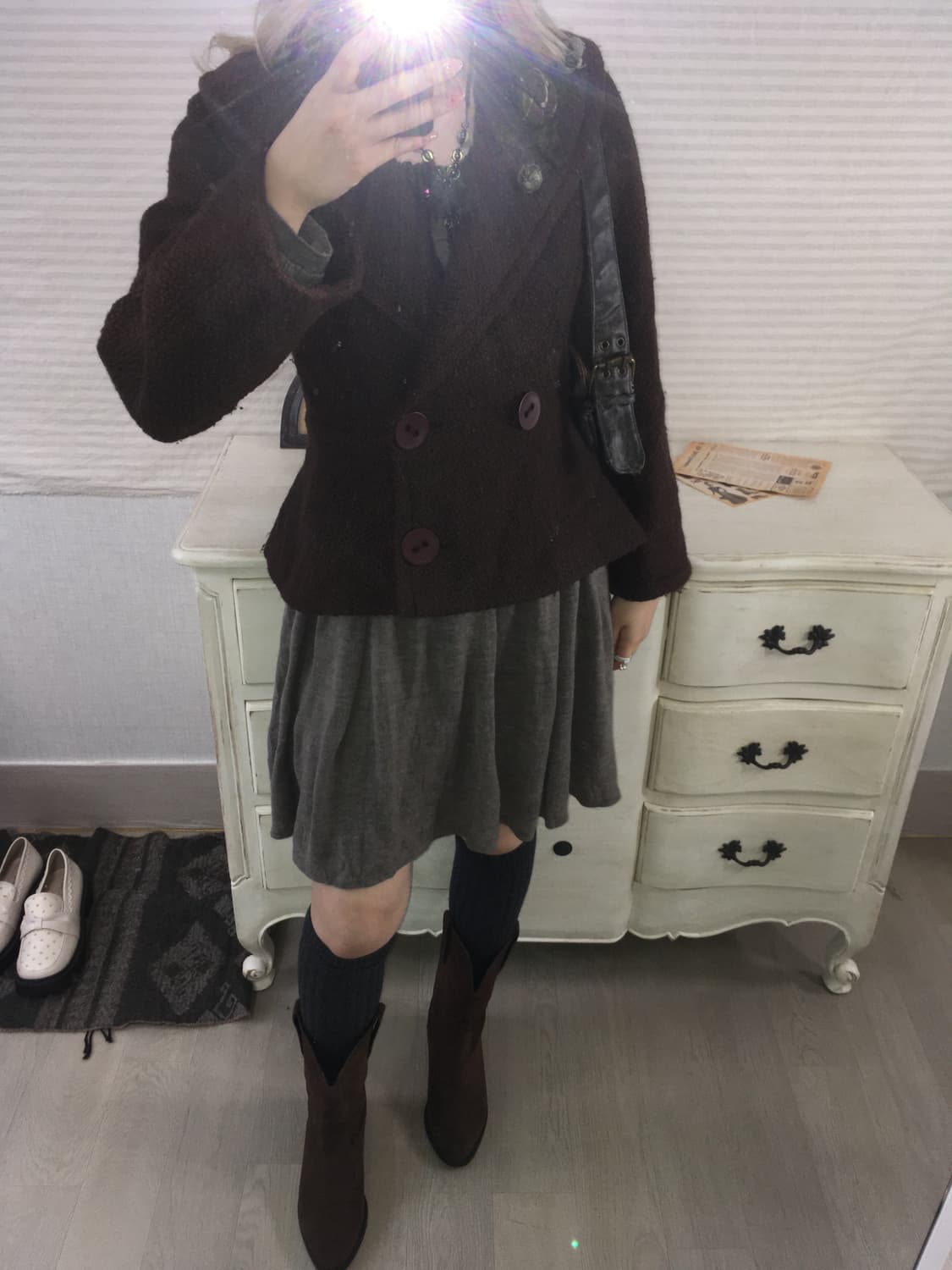 jpn vintage 브라운 플로랄 브로치 앤티크 버튼 자켓 상품이미지3