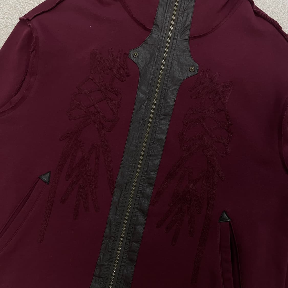 Phys 재패니즈 빈티지 펑크 풀 후드집업 버건디 상품이미지5