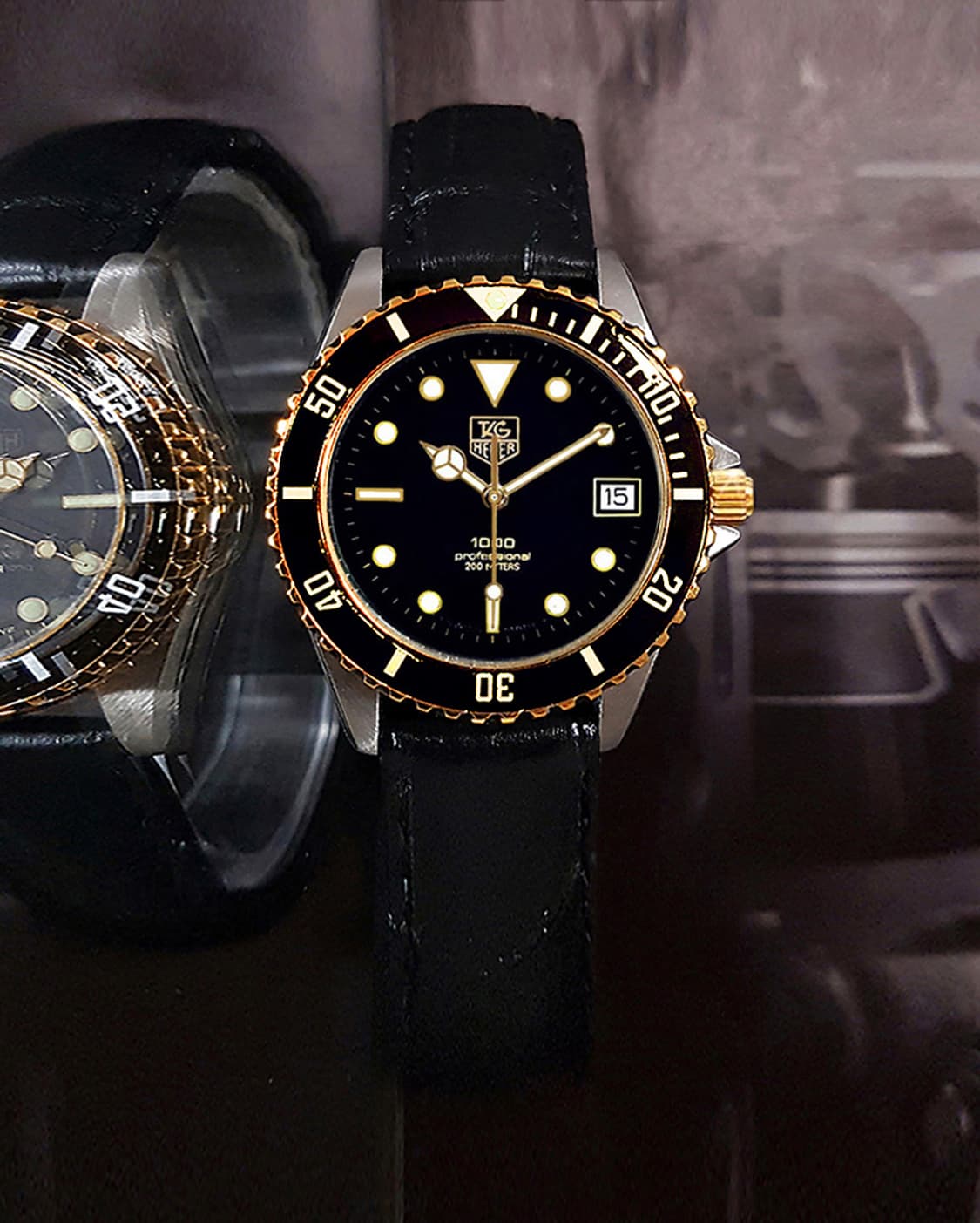 태그호이어 프로패셔널 1000 블랙판 남성 가죽 시계 상품이미지2