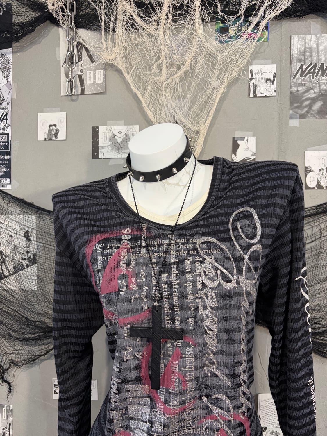 Y2K Stripe Glitter lettering long sleeve 상품이미지8