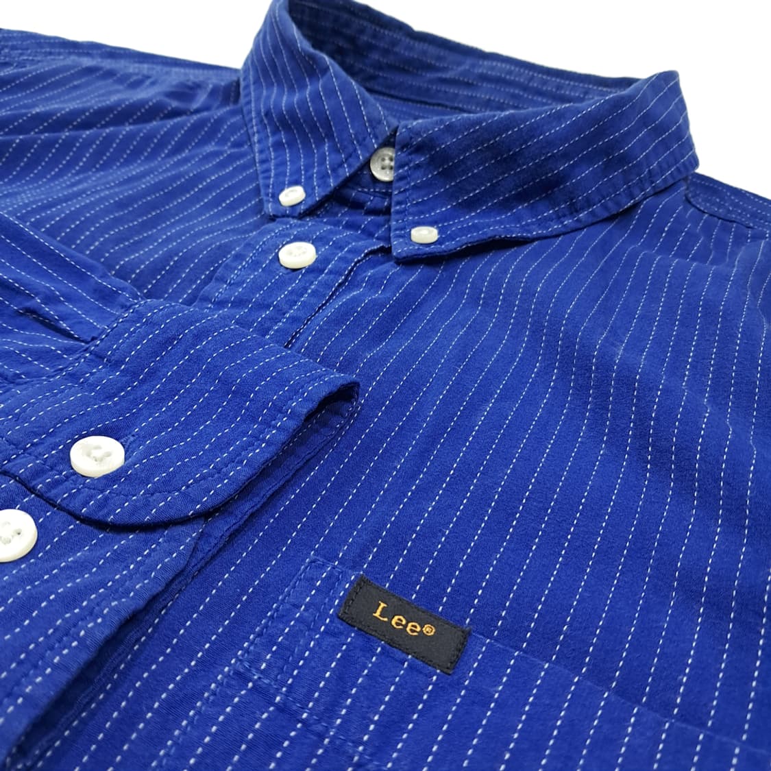 CL825 2XL 리 LEE 도트 스트라이프 버튼다운 블루 셔츠 남방 상품이미지4