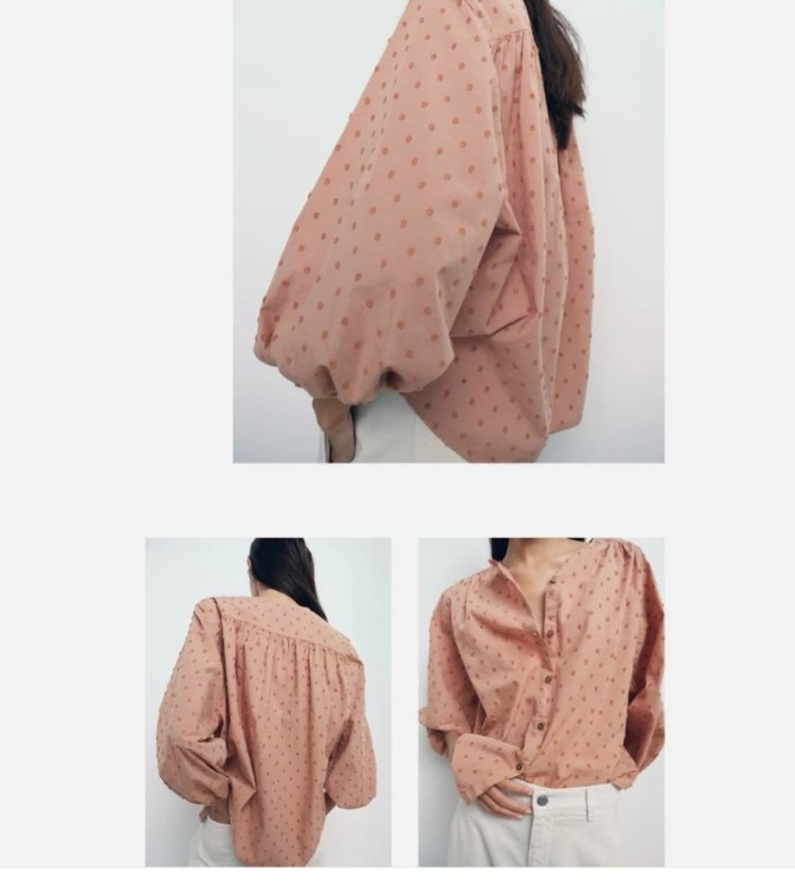 Zara자라 도트패턴 볼륨 여유핏 루즈핏 블라우스s or s~m 상품이미지9