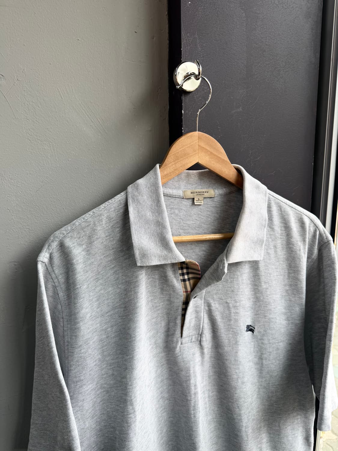 100~105/ 버버리 미니 로고 폴로 그레이 반팔 상품이미지3