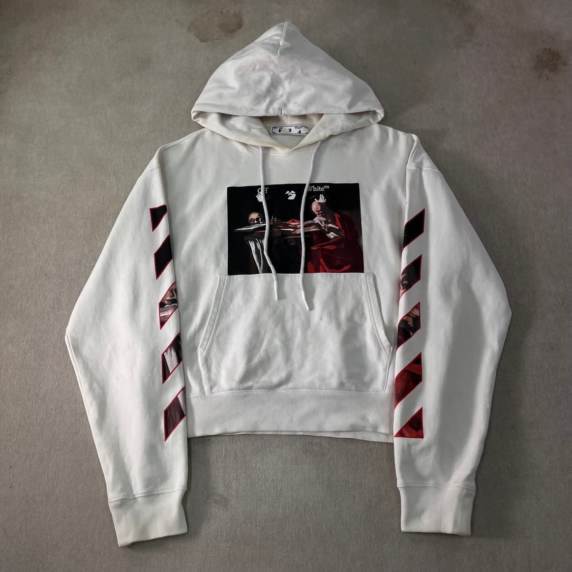 105 오프화이트 카라비지오 프린트 화이트 후드티 상품이미지2