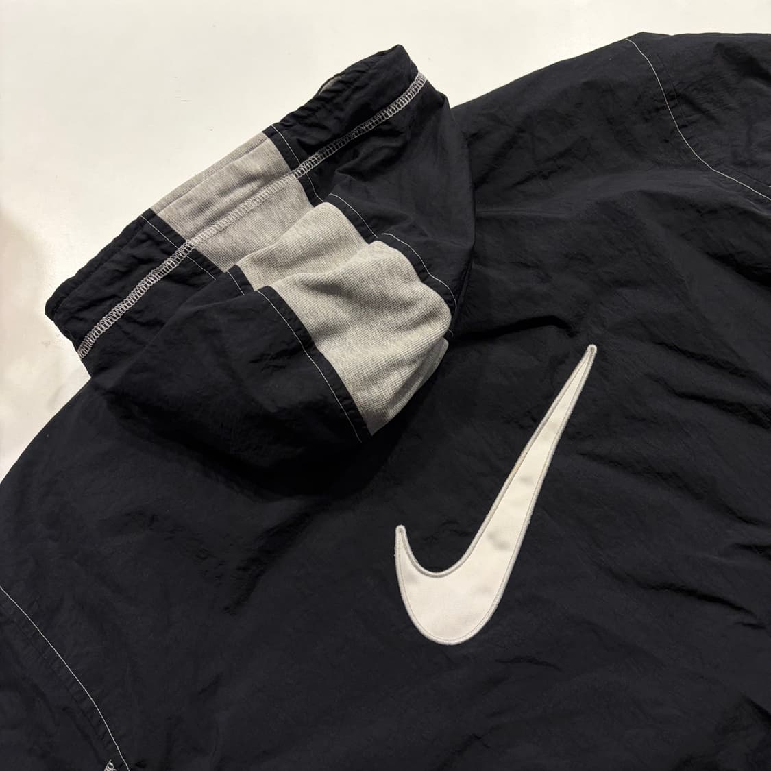 [L] 90s 나이키 빅로고 블랙 바람막이 누빔 후드 자켓 C59 상품이미지9