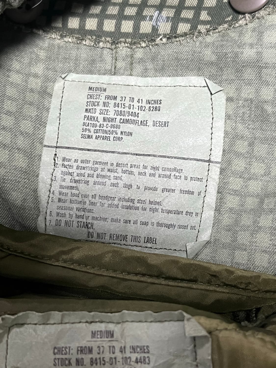 83년 US Desert Night Camouflage Parka 상품이미지5