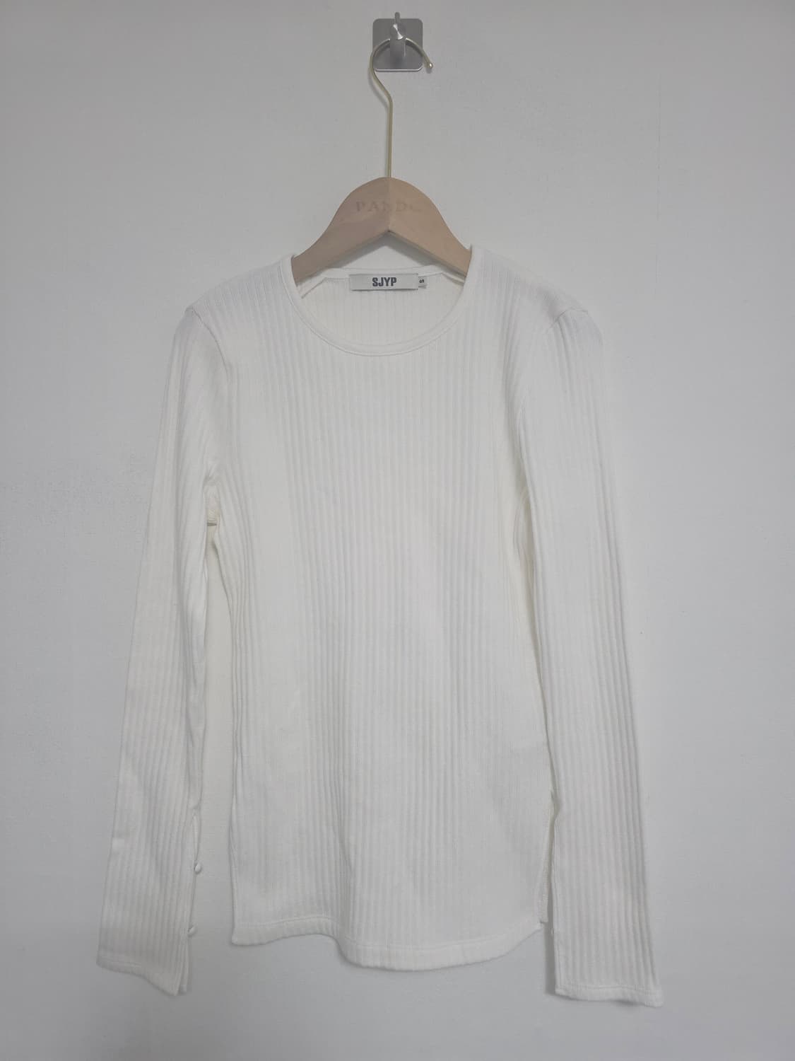 한섬 SJYP 아이보리 골지 티셔츠 슬림핏S 상품이미지1