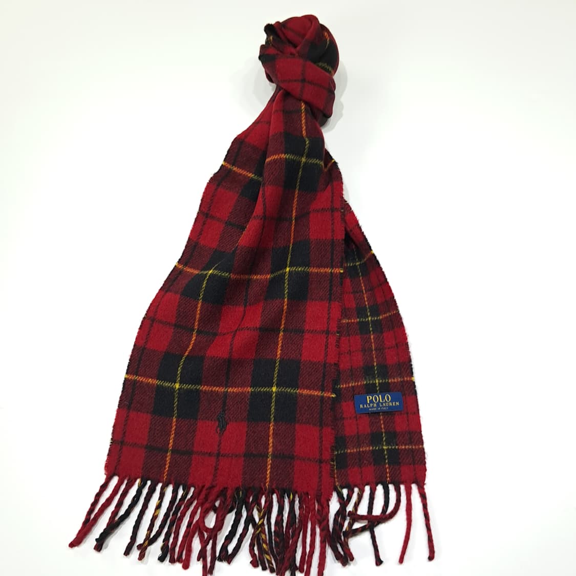 MX477 폴로 90s 이태리판 울 타탄 포니 레드 머플러 목도리 상품이미지2