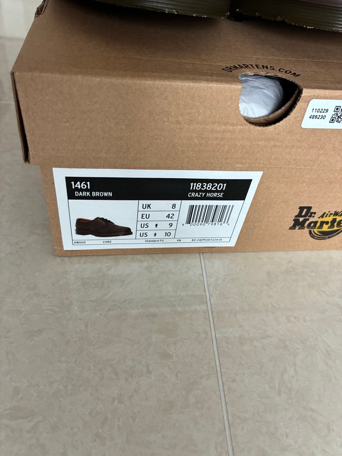 (새상품)닥터마틴 1461 크레이지 호스 다크 브라운 270 상품이미지2