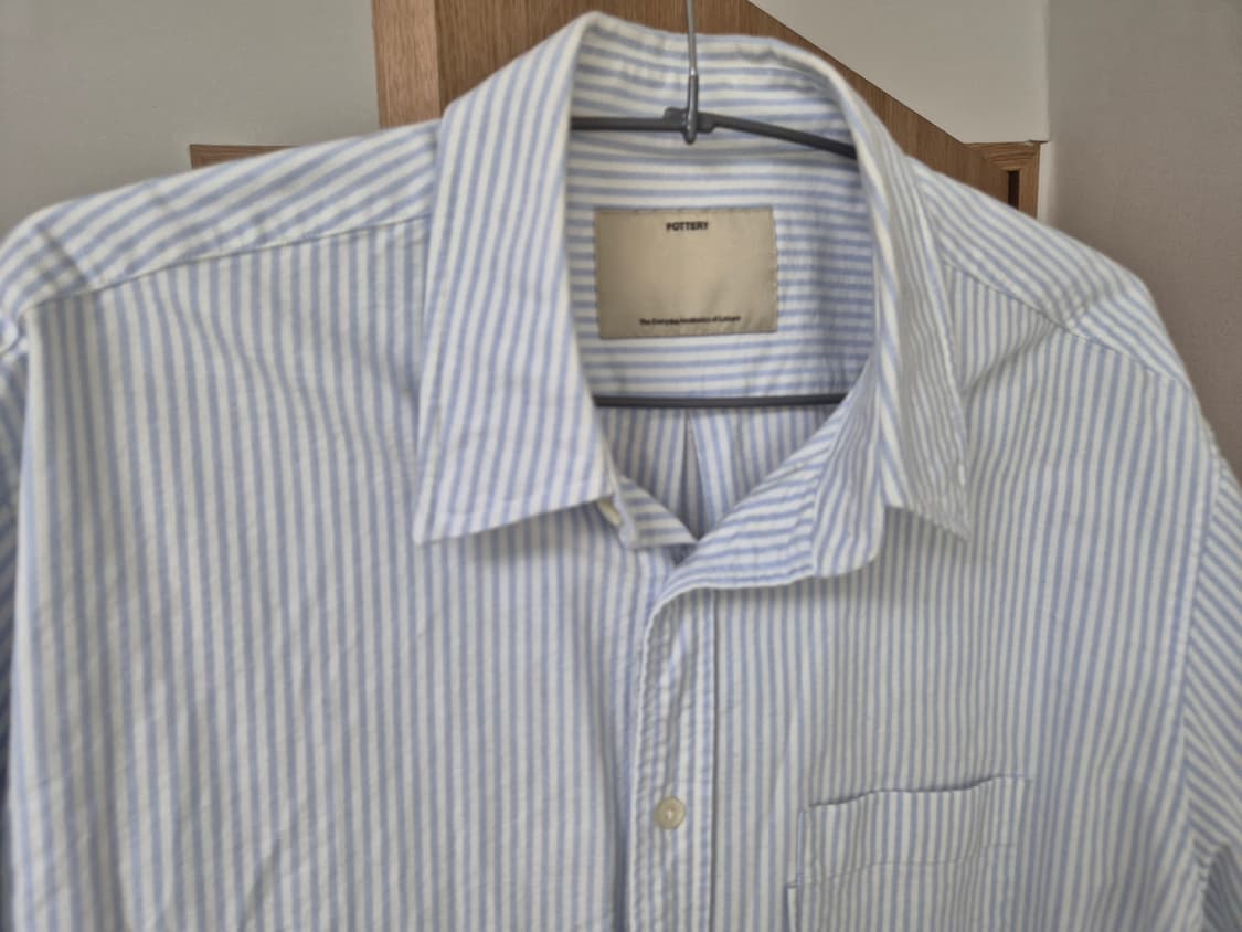 포터리 옥스포드 스트라이프 셔츠 블루 3사이즈 상품이미지2
