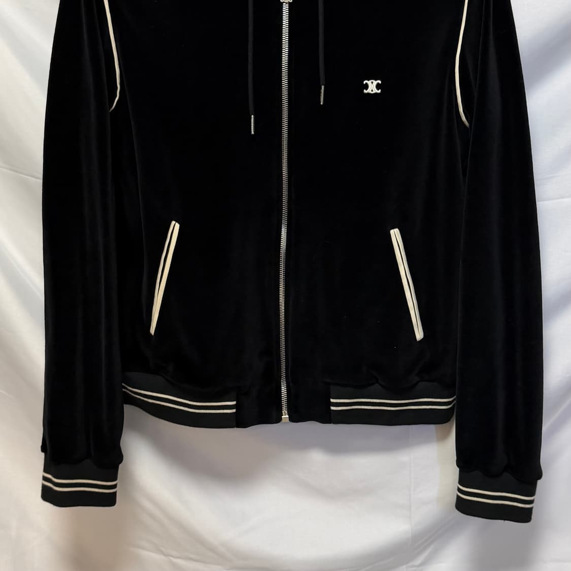 [S+급/S] 셀린느 트리오페 벨벳 후드 집업 블랙 상품이미지3