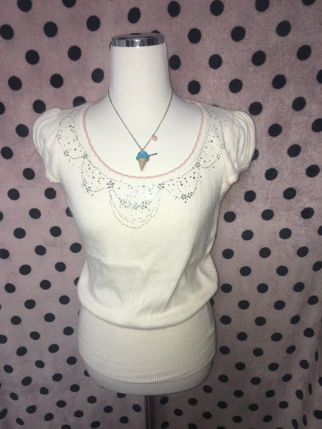 KanNa shop 리즈리사깔 히메갸루 큐빅 니트 탑 상품이미지1