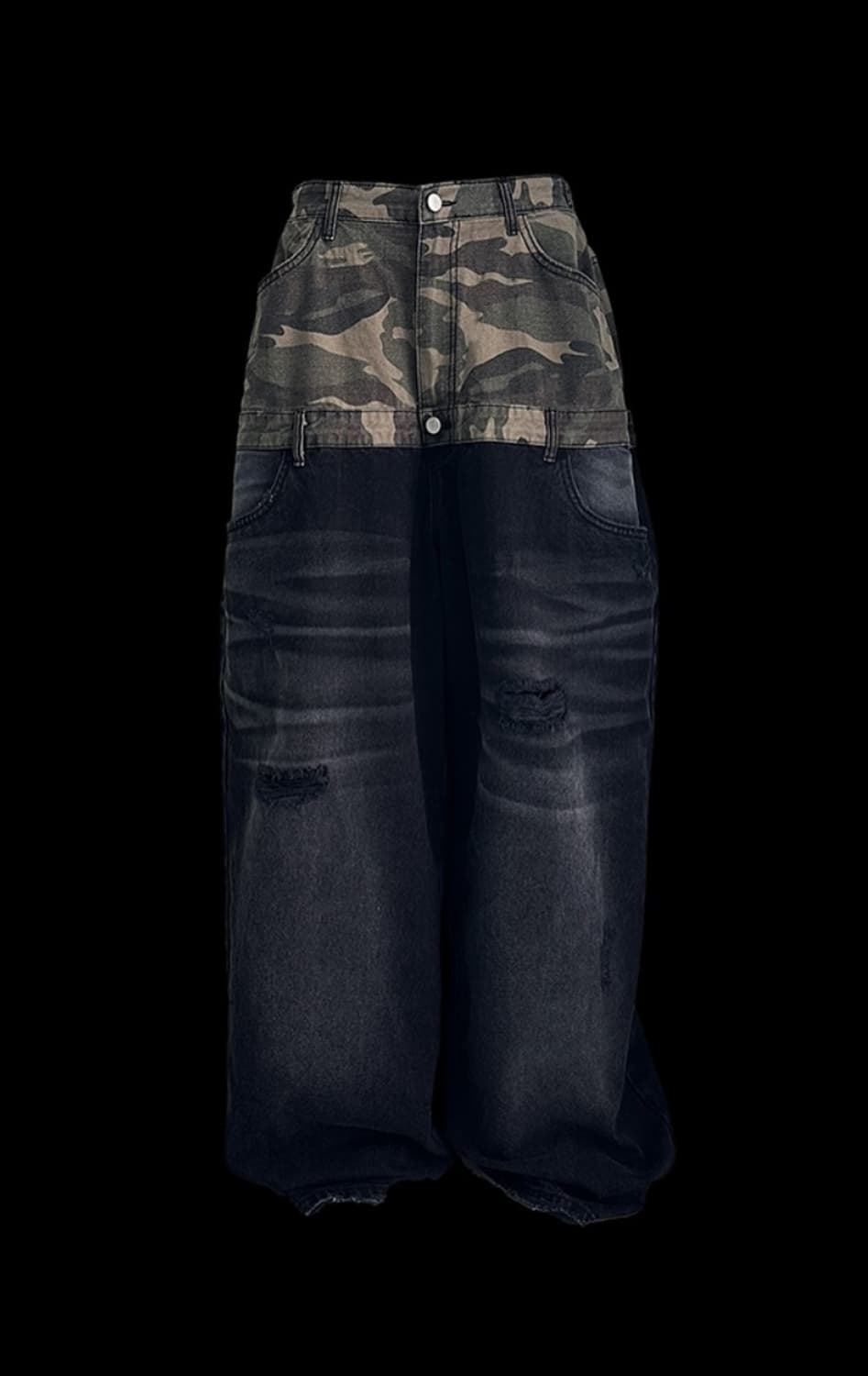 [m] 프리아큐파이 카모 히프 레이어드 데님 상품이미지1