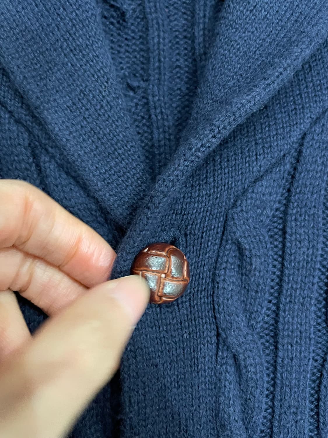 폴로 랄프로렌 코튼 케이블 숄카라 가디건 네이비 상품이미지6