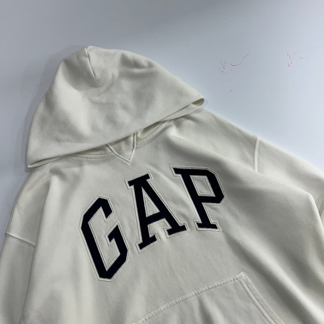 Gap 갭 네이비 로고 아이보리 후드티 상품이미지4