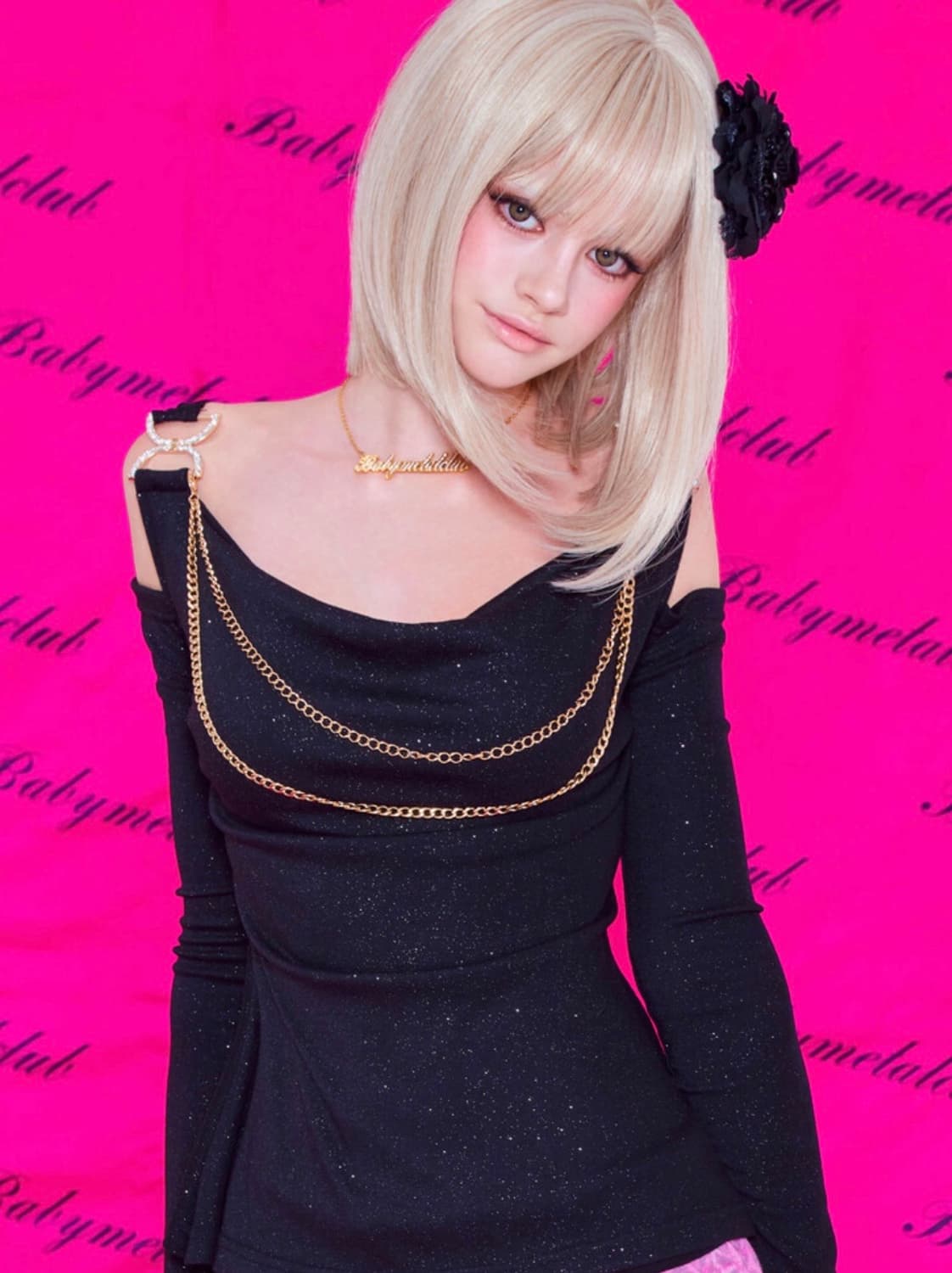 베메클 베이비메탈클럽 샤이니 돌 탑 블랙 갸루 오네갸루 상품이미지2