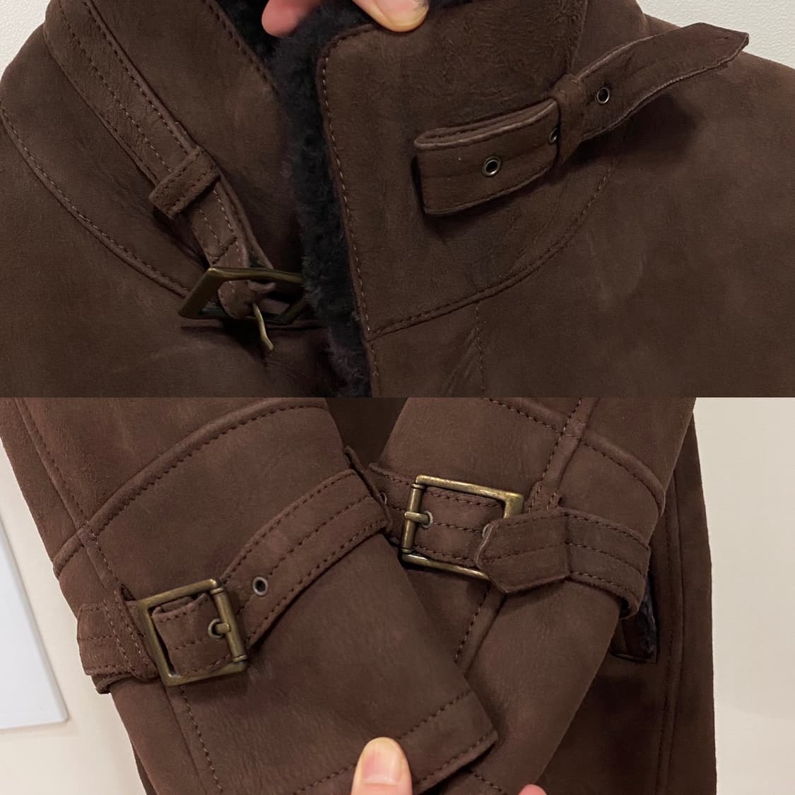 노스비치 양가죽 양털 무스탕 코트 자켓 상품이미지4