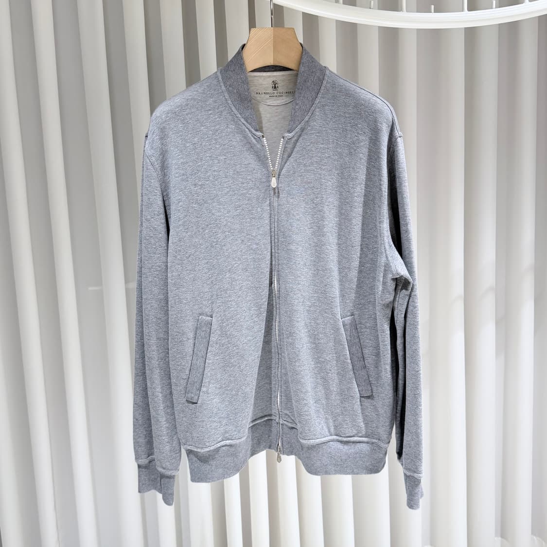 L / 브루넬로 쿠치넬리 그레이 코튼 집업 자켓 상품이미지3