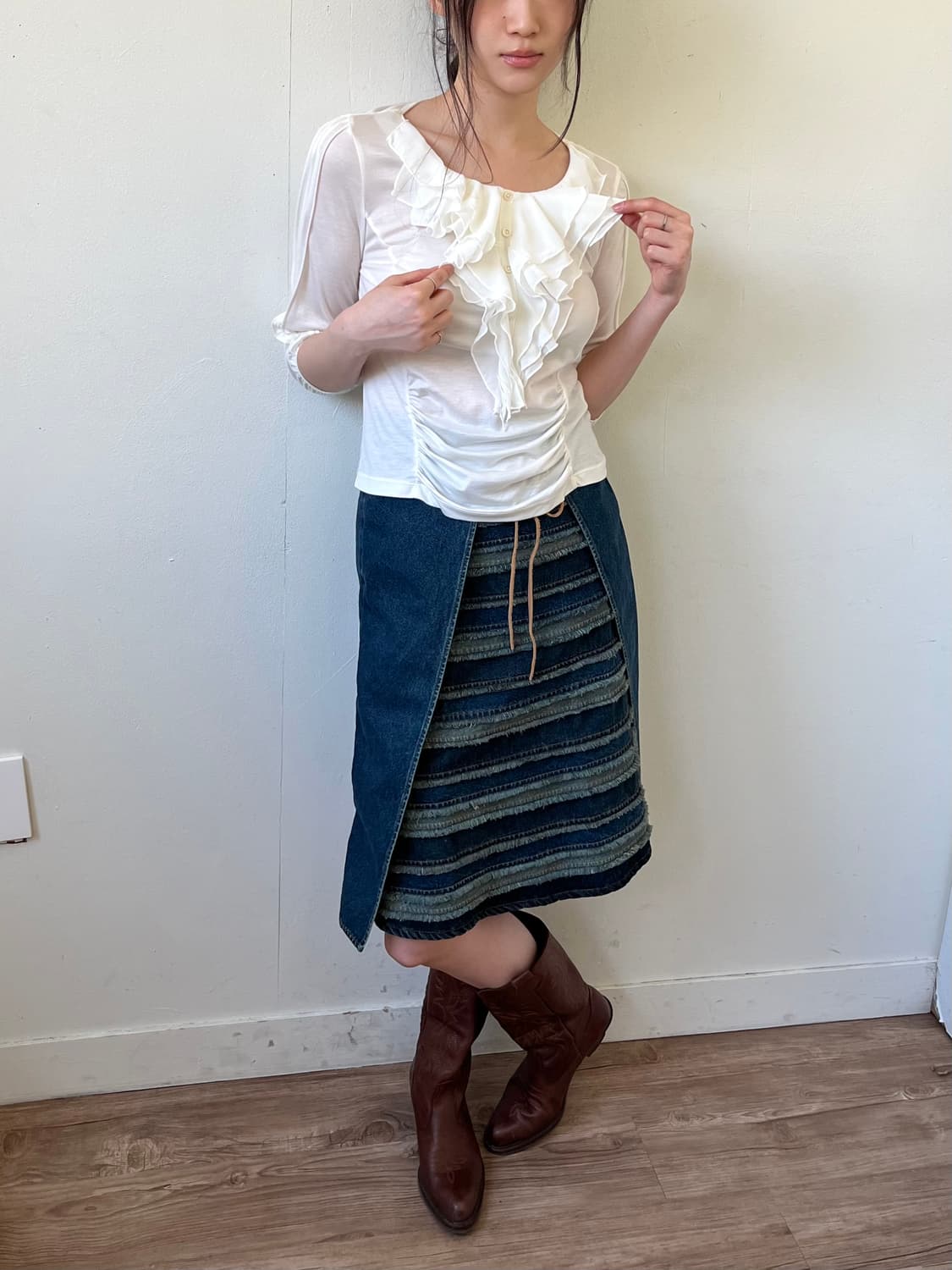 7-ID concept 셔링 블라우스 상품이미지7