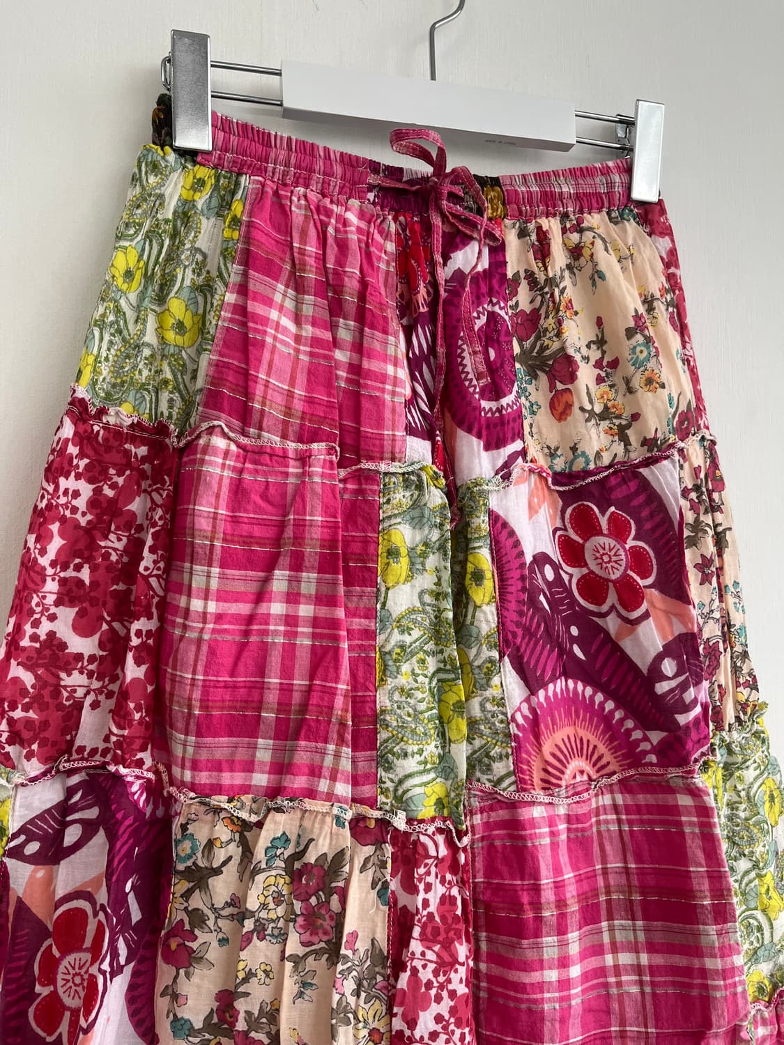 핑크 체크 패치 롱 스커트 상품이미지2