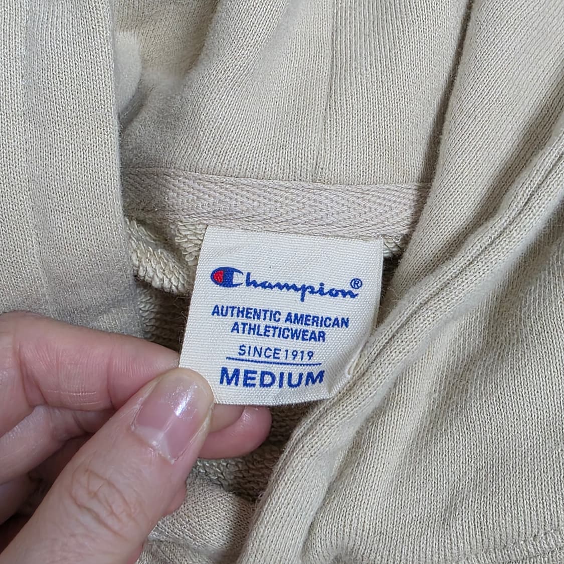 챔피온 일본빈티지)빅로고 베이지 모리걸 y2k 라떼갸루st 후드티 상품이미지4