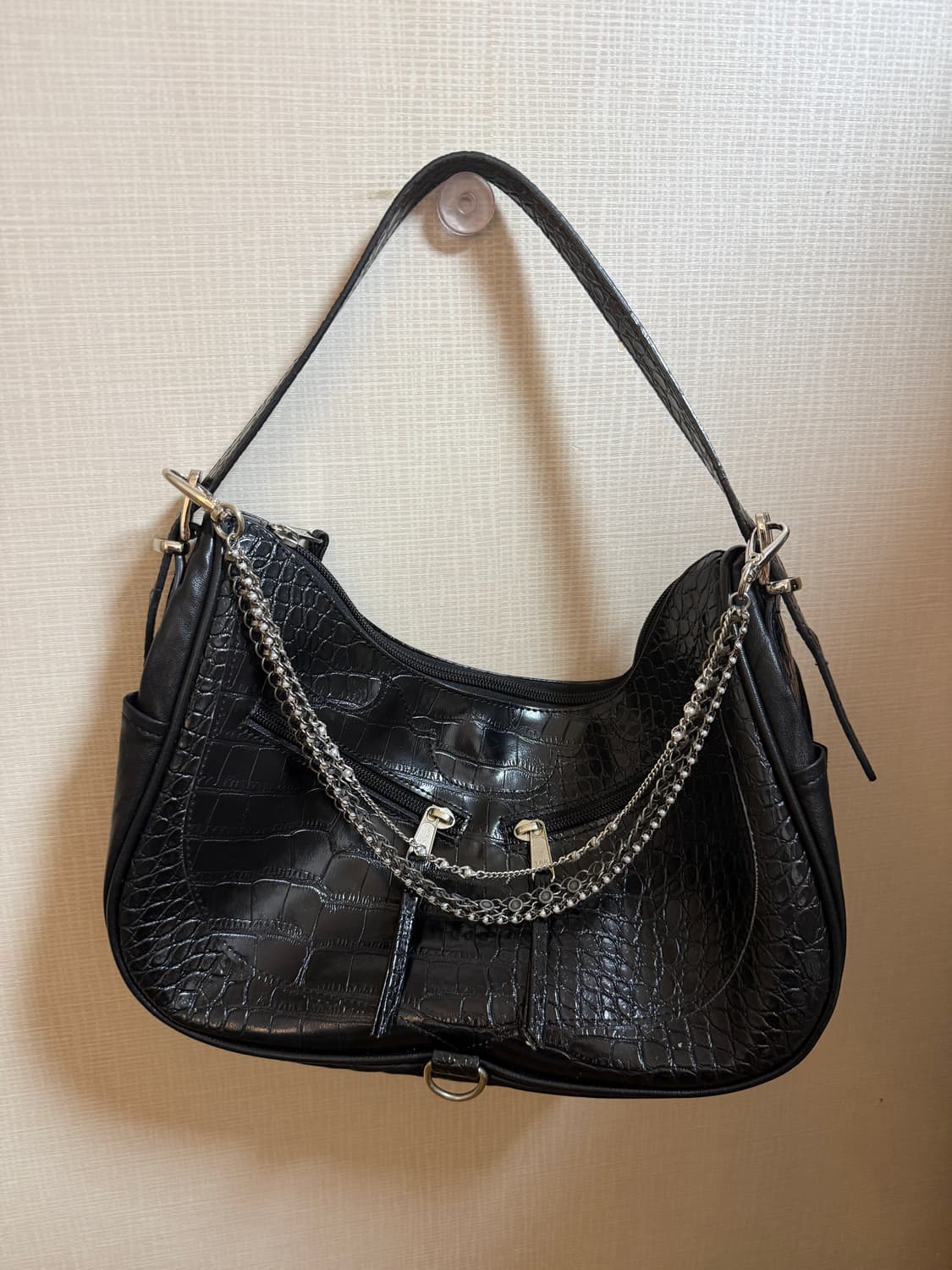 이우가마카라스 트리플 체인 악어가죽 숄더백 상품이미지3