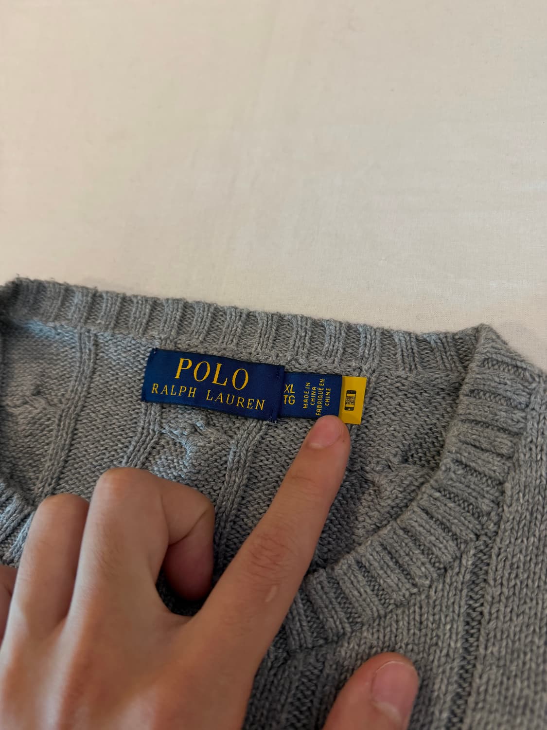 큐알택) 폴로 랄프로렌 꽈배기 케이블 니트 그레이 상품이미지4