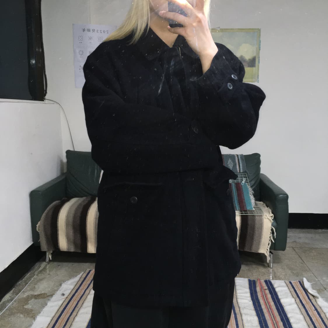 투티/0337 RARUVAN JPN 빈티지 블랙 숏 코트 울 자켓 블랙 상품이미지2