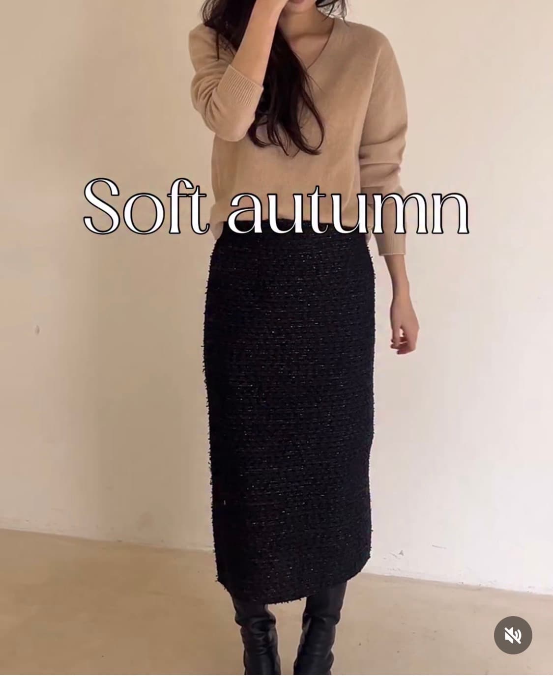 더모노 트위드 롱 스커트 블랙 상품이미지1