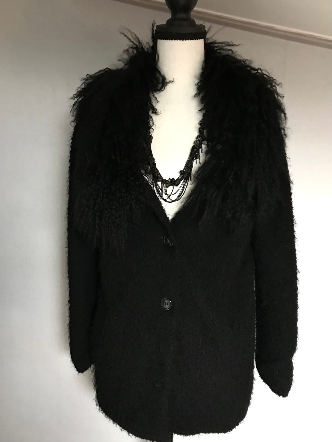 Vintage Faux Fur Shaggy Knit Cardigan 상품이미지2