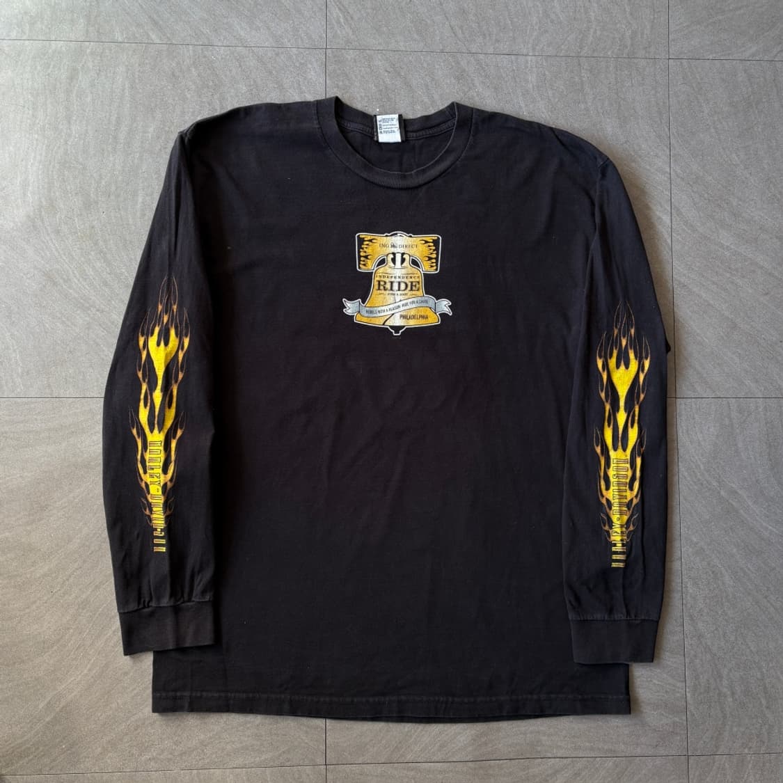 할리데이비슨 정품 미국 생산 블랙 골드 플레임 긴팔 티셔츠 상품이미지1