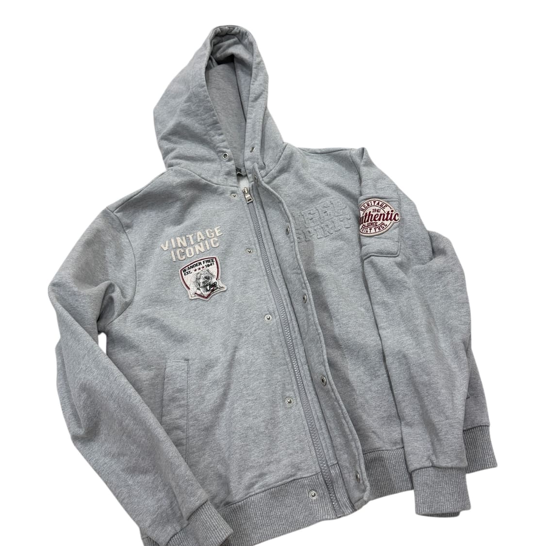 지프 빈티지 Y2K 패치 후드집업 자켓 그레이 S 상품이미지2