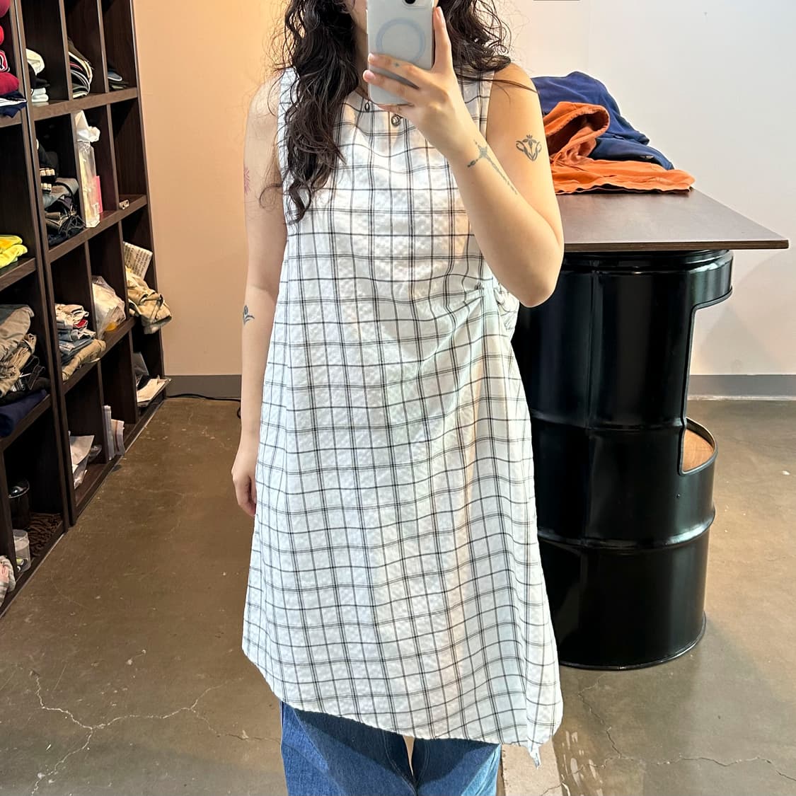 체크패턴 언발 원피스 상품이미지7