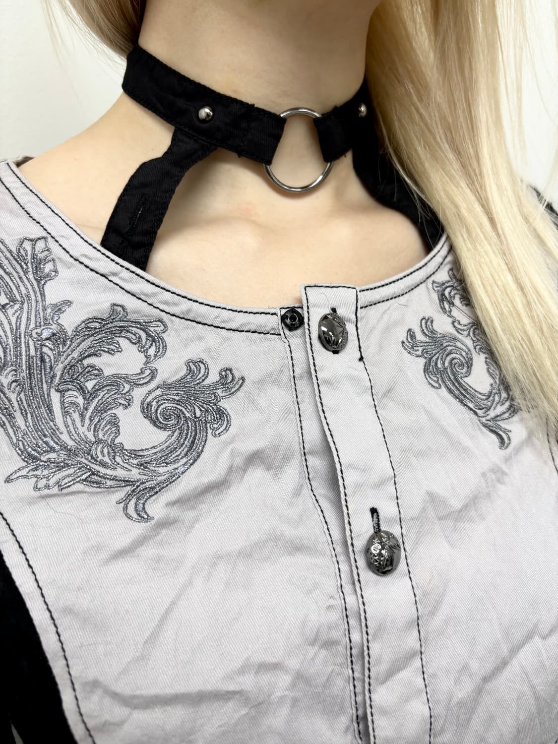 “Algonquins” 00’s Gothic Print Long Shir 상품이미지4
