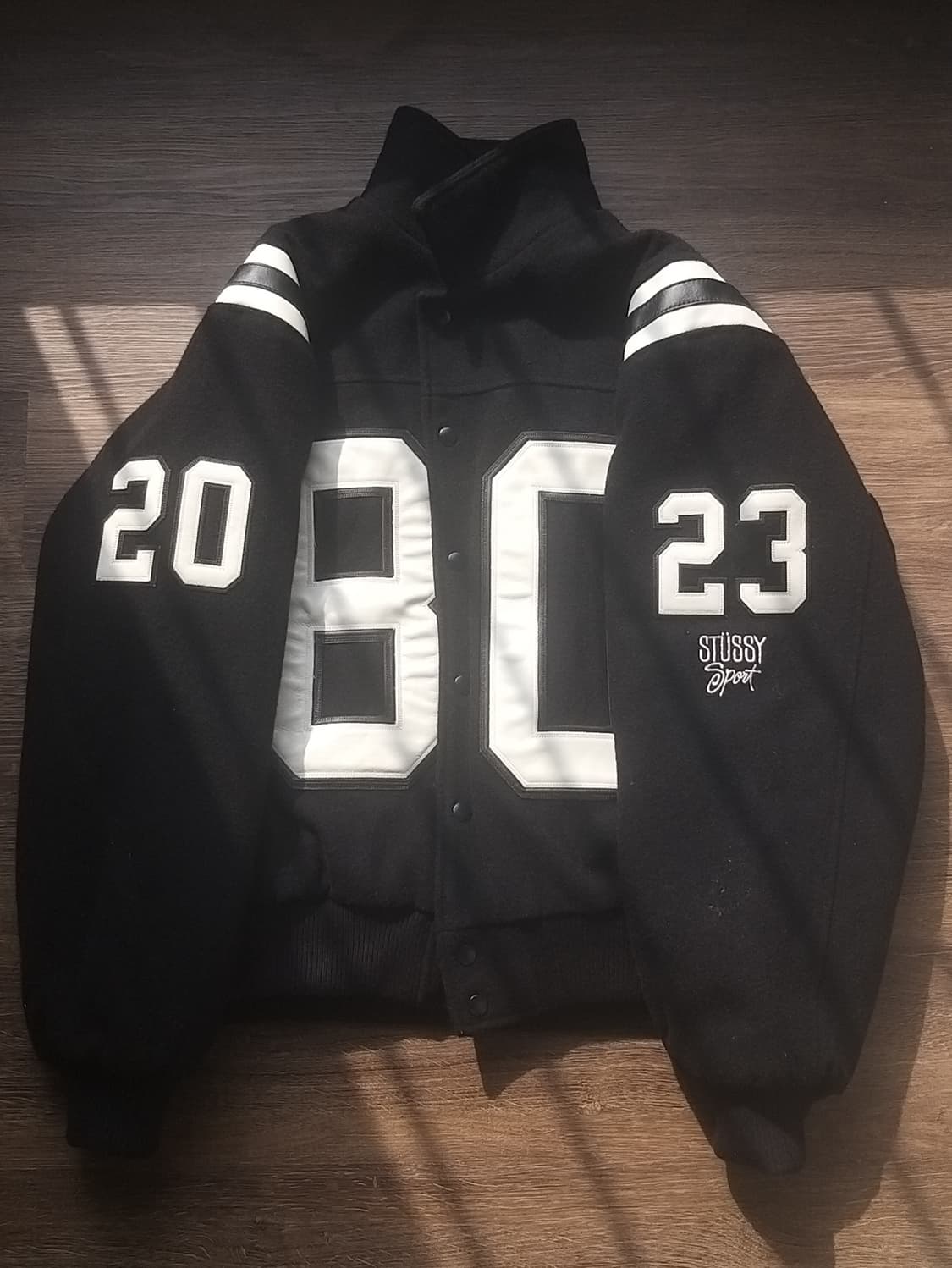 스투시 80 울 바시티 자켓 블랙 상품이미지2