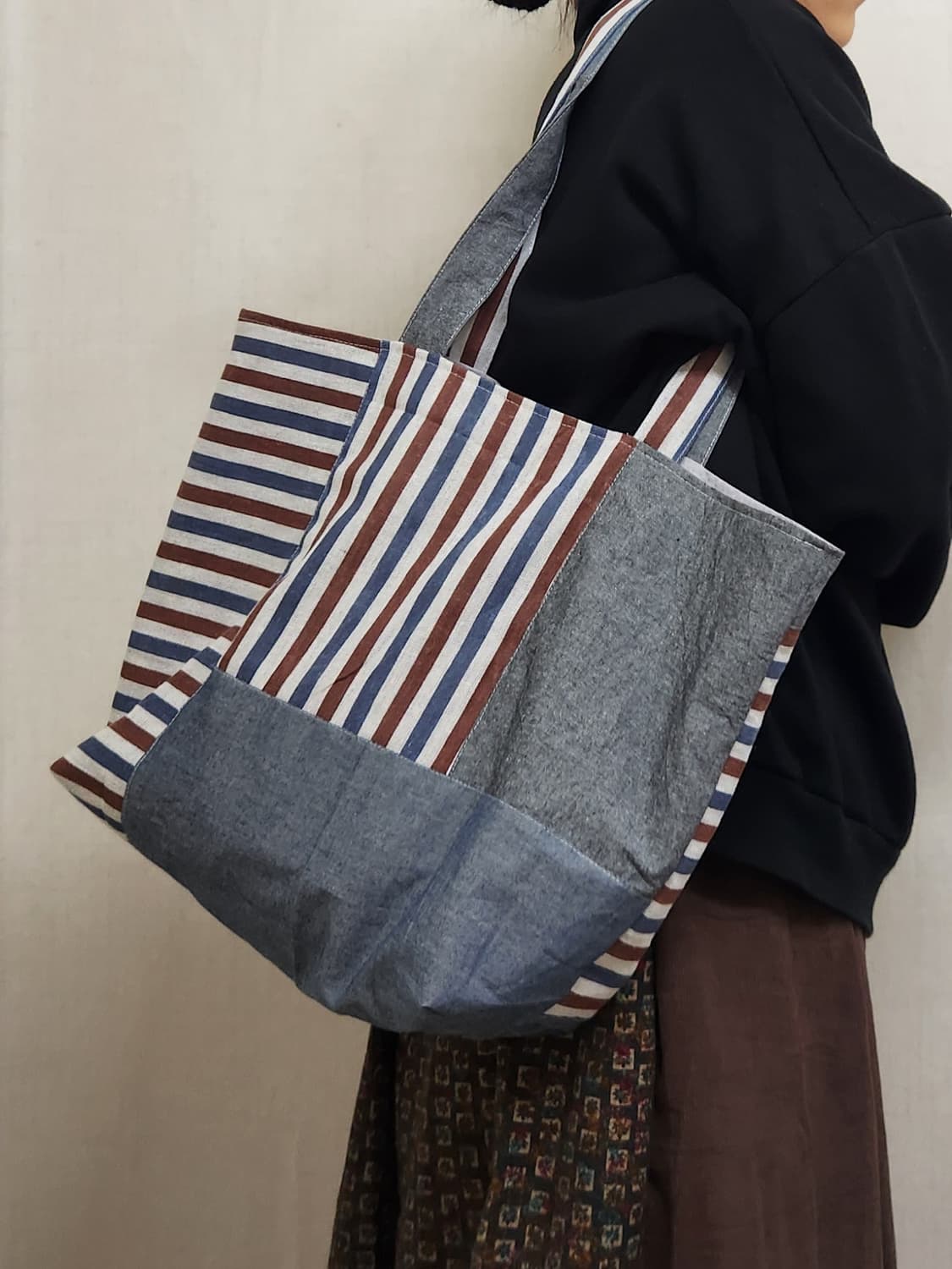 패치워크 양면 업사이클링 아메카지 숄더백 상품이미지3