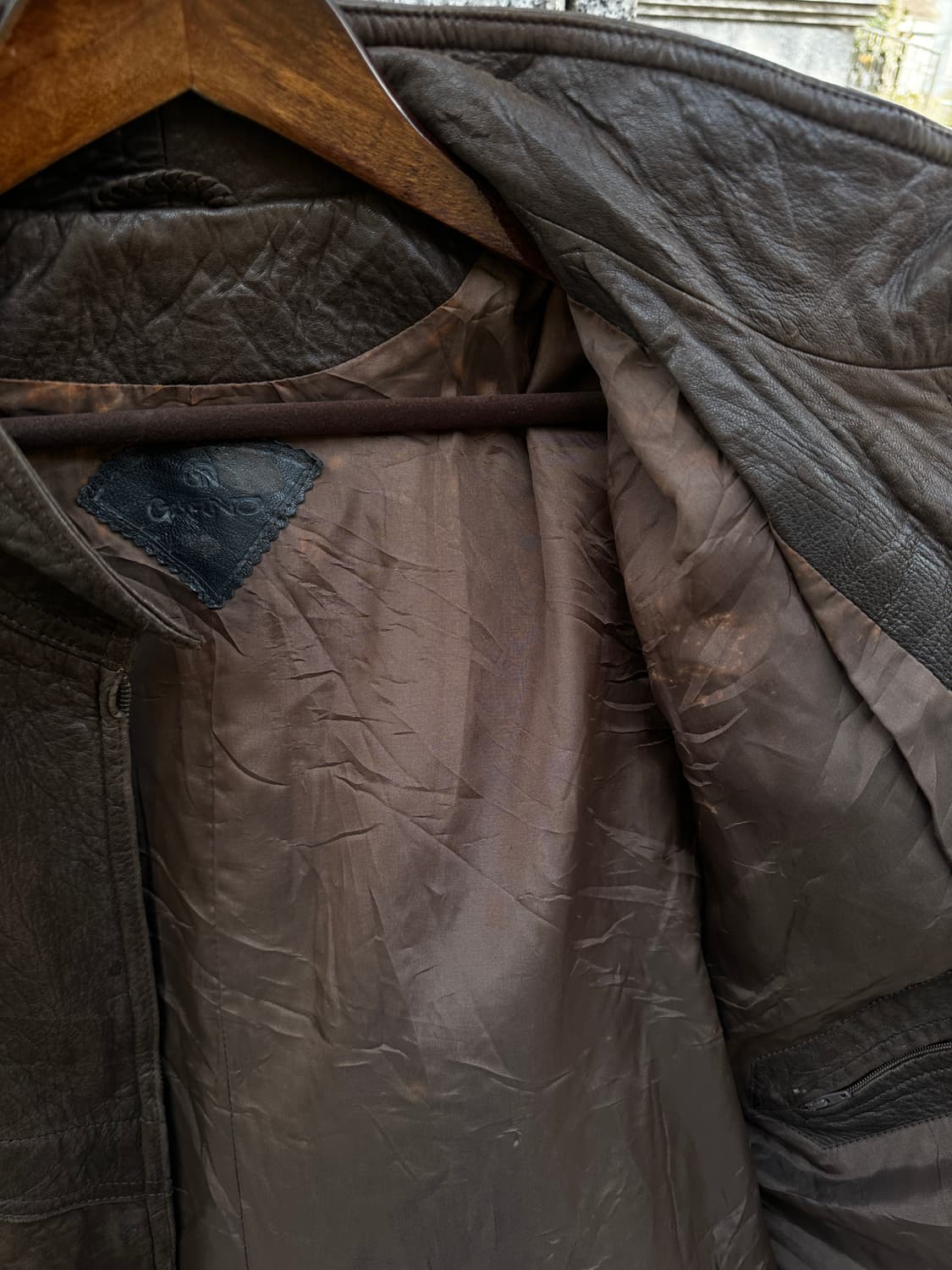 90s 빈티지 브라운 레더 블루종 자켓 상품이미지6