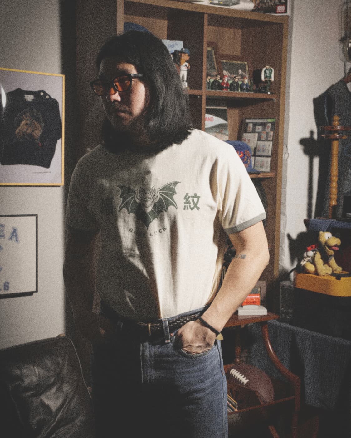 모쿠토 박쥐패턴(Good Luck) 링거티 - 올리브 M/L/XL  상품이미지6