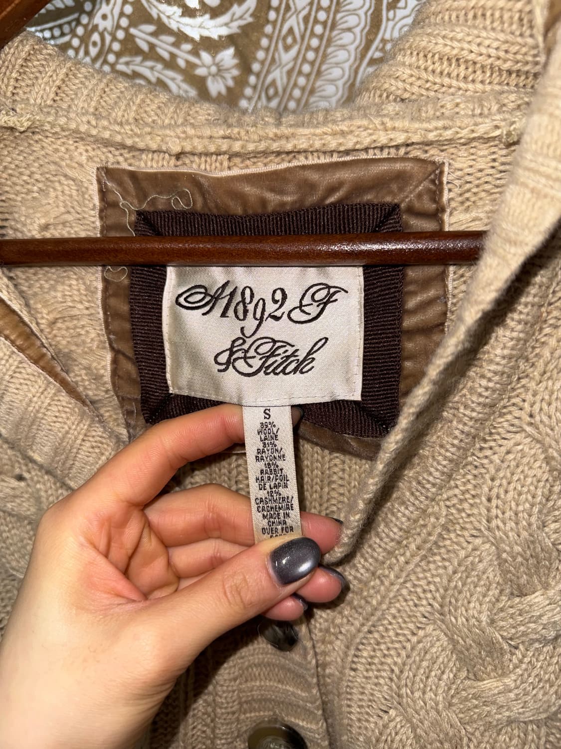 1892 F&FITCH 빈티지 여성 캐시미어 니트 후드티  상품이미지4