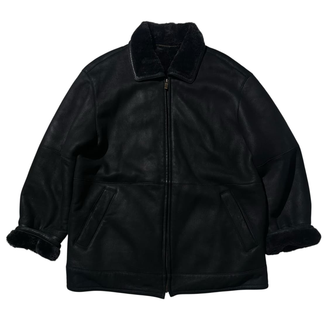 갤럭시 램스킨 시어링 싱글 무스탕 자켓 블랙 상품이미지1