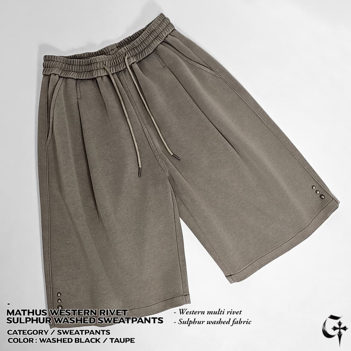 Mathus 웨스턴 리벳 설퍼 스웨트 팬츠 (washed black) 상품이미지3
