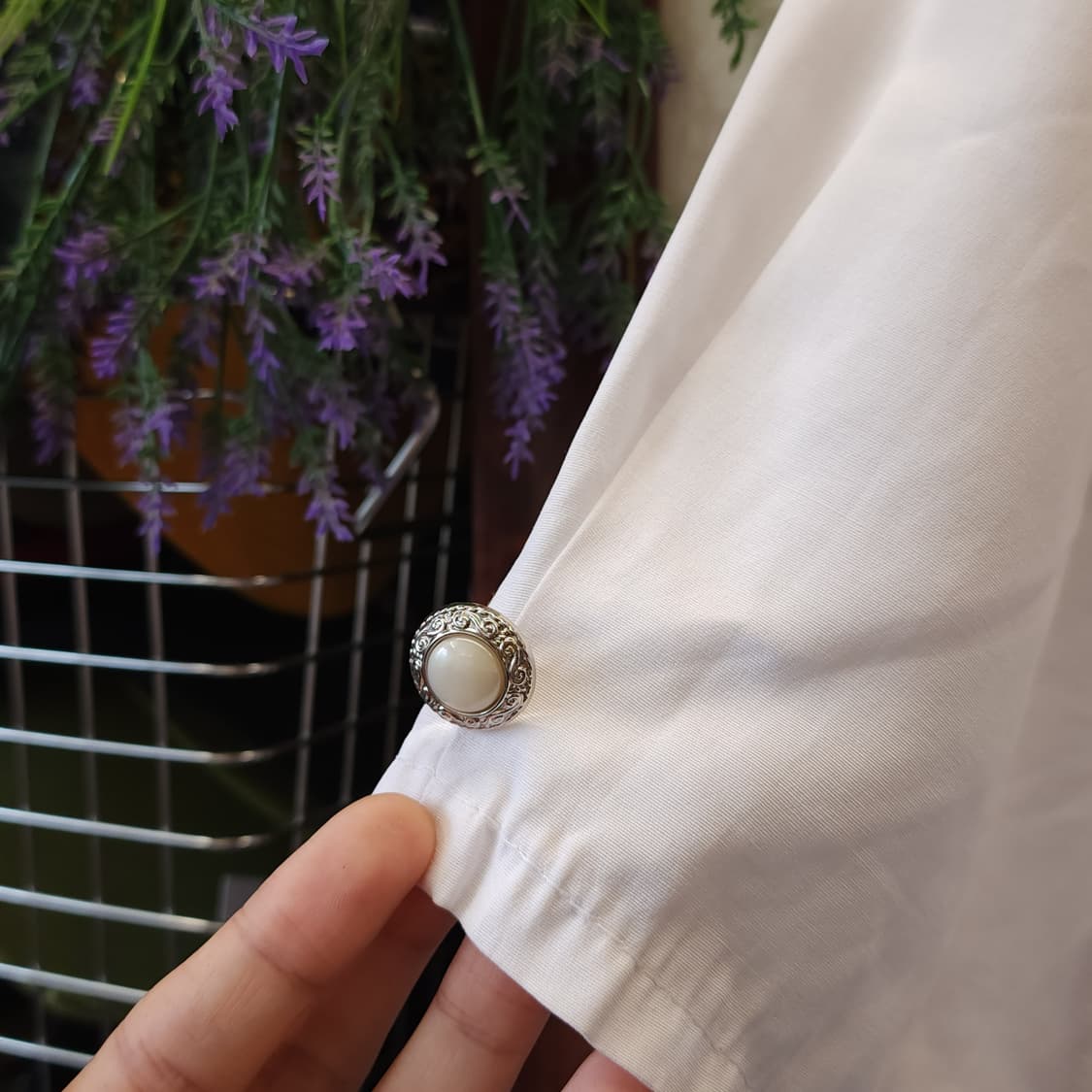 90s 유럽 빈티지 로맨틱 화이트 플라워 자수 반팔 셔츠 프렌치 블라우스 상품이미지8