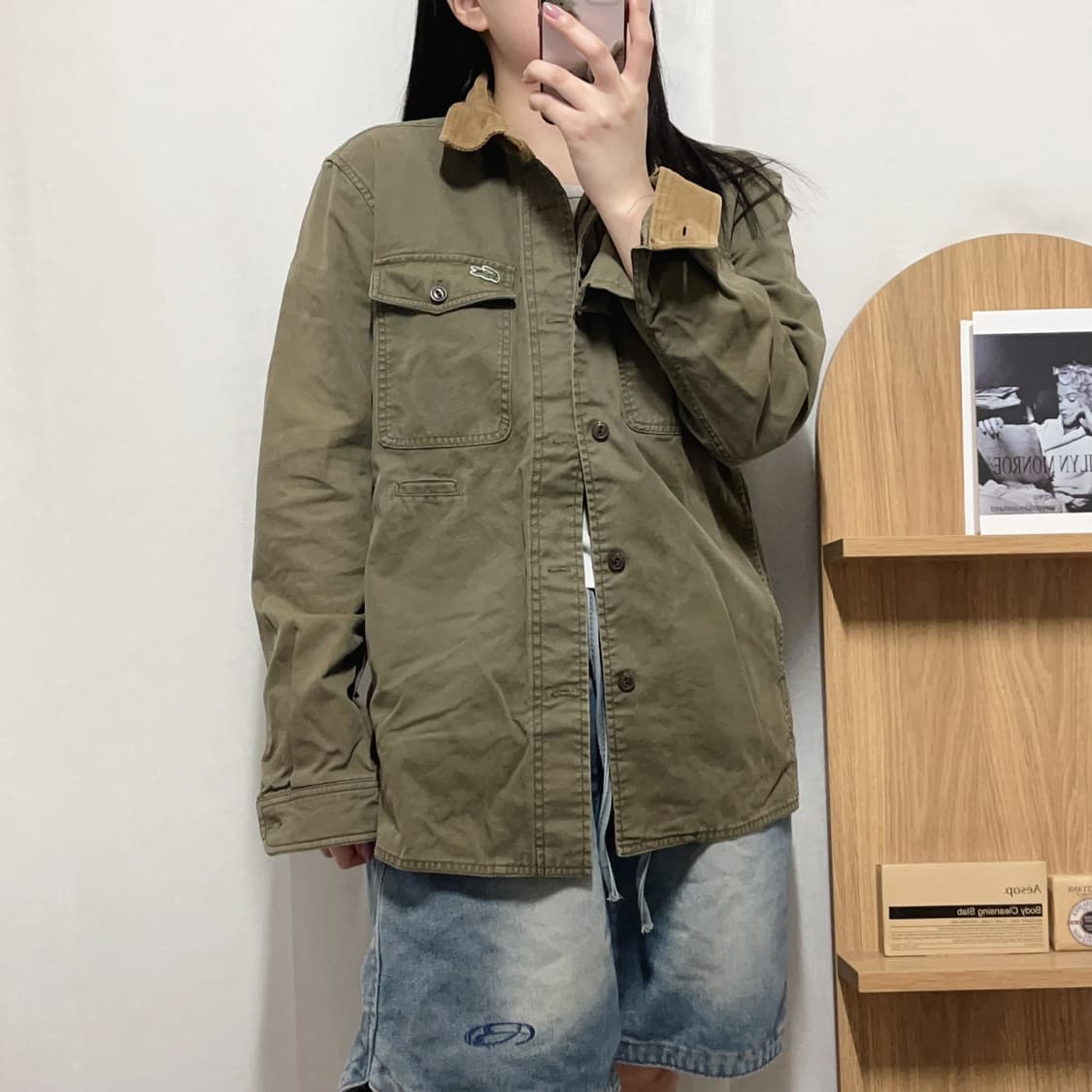 [정품] 라코스테 카키 빈티지포켓 골덴포인트 셔츠 [ 40 ] 상품이미지2