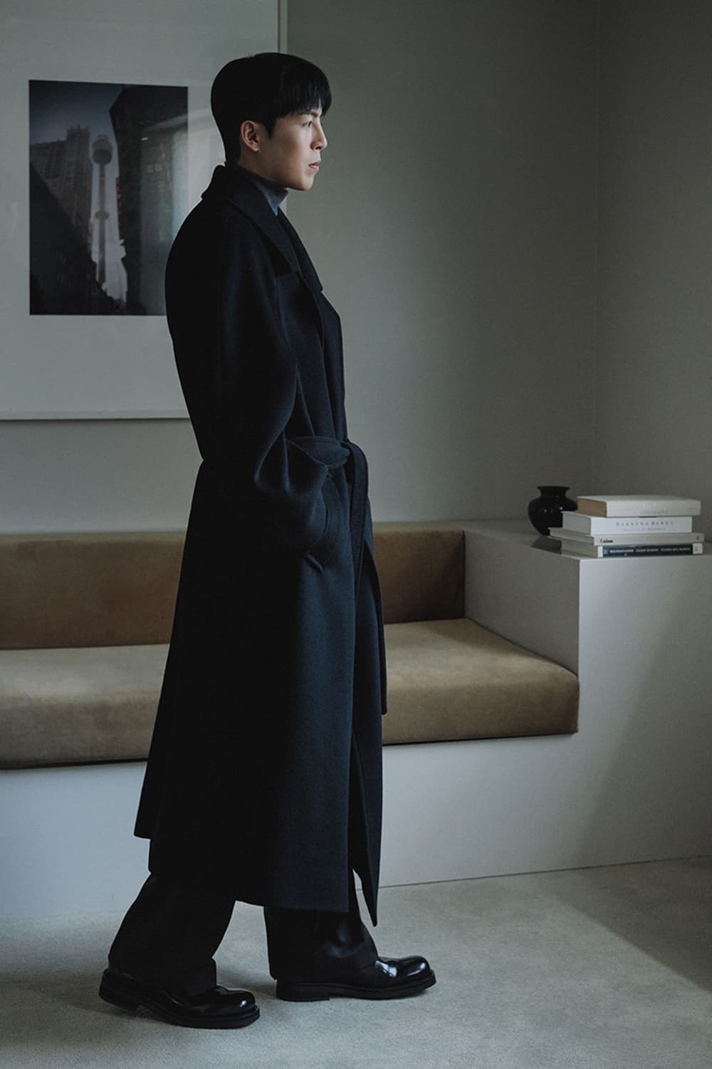 깡스타일리스트 무신사 캐시미어 블렌드 맥시 더블 로브 코트 블랙 M 상품이미지5