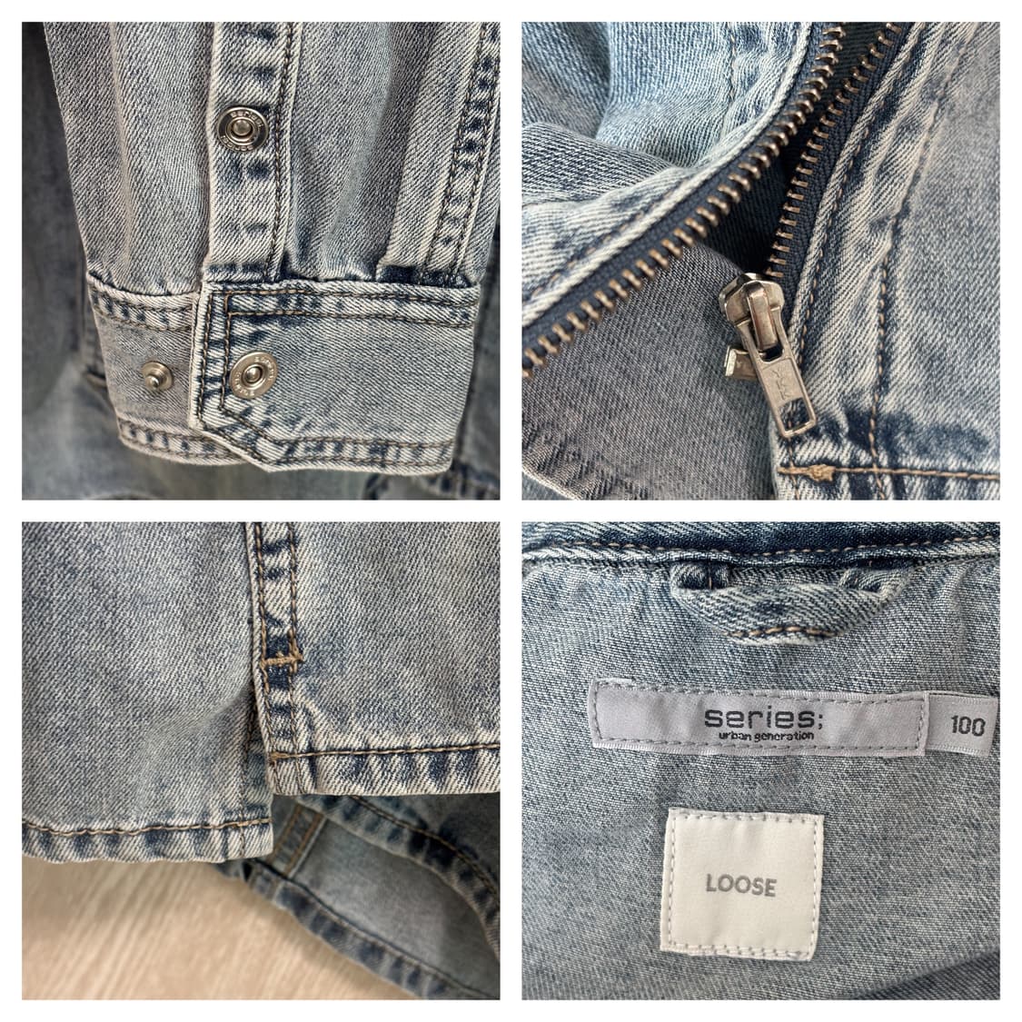 24SS)시리즈 루즈핏 데님 집업 아우터형 셔츠자켓/100/라이트블루 상품이미지4