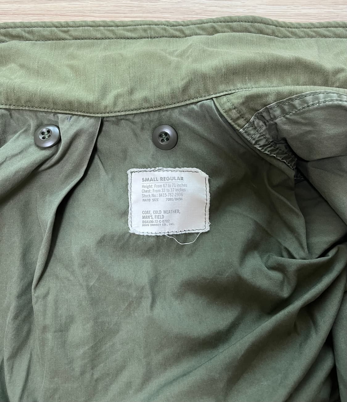 72년 제작 M65 필드자켓 3세대 S-R(100) 상품이미지6