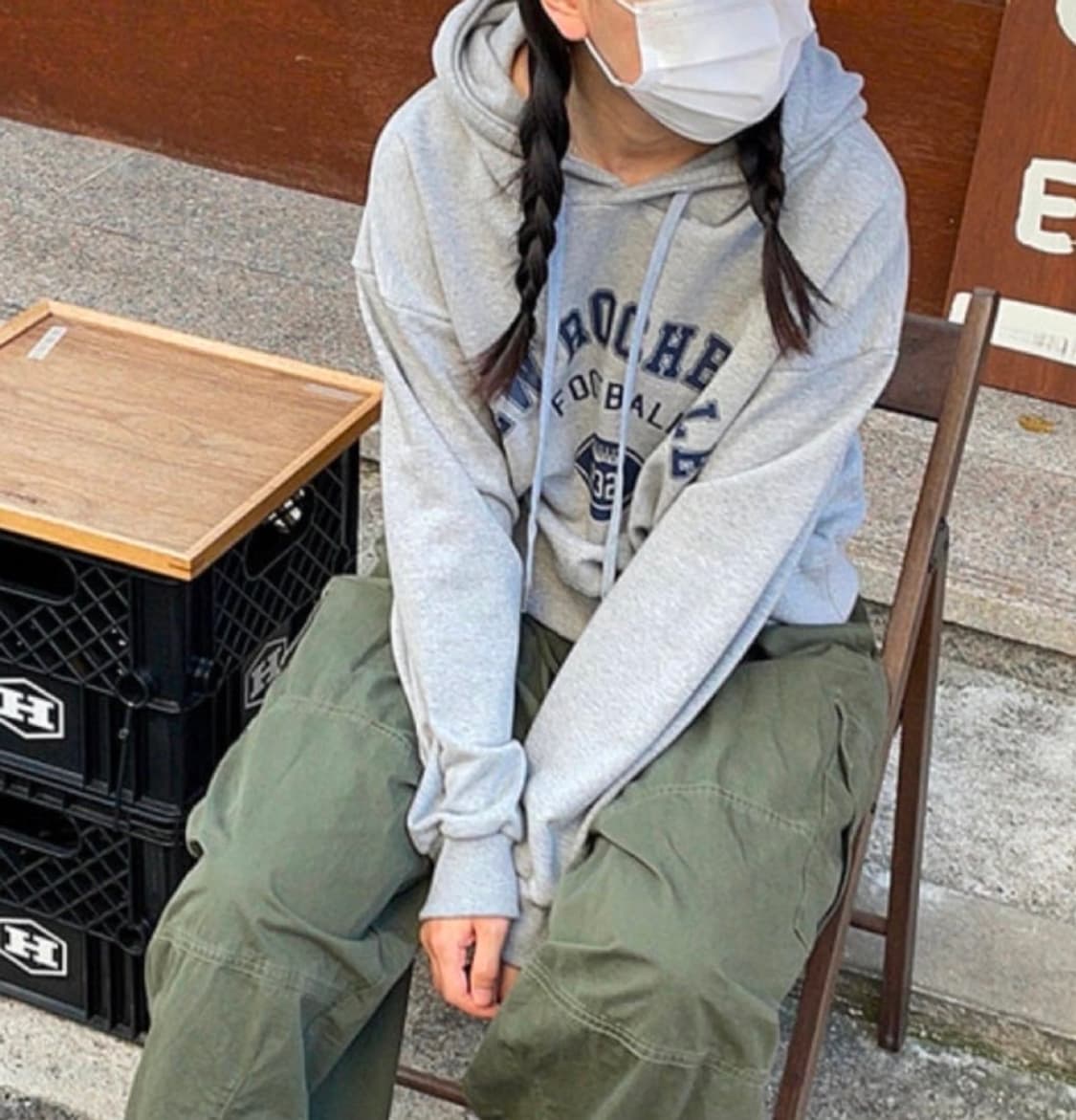 로셸 풋볼 크롭 후디 후드티 / 그레이 상품이미지2