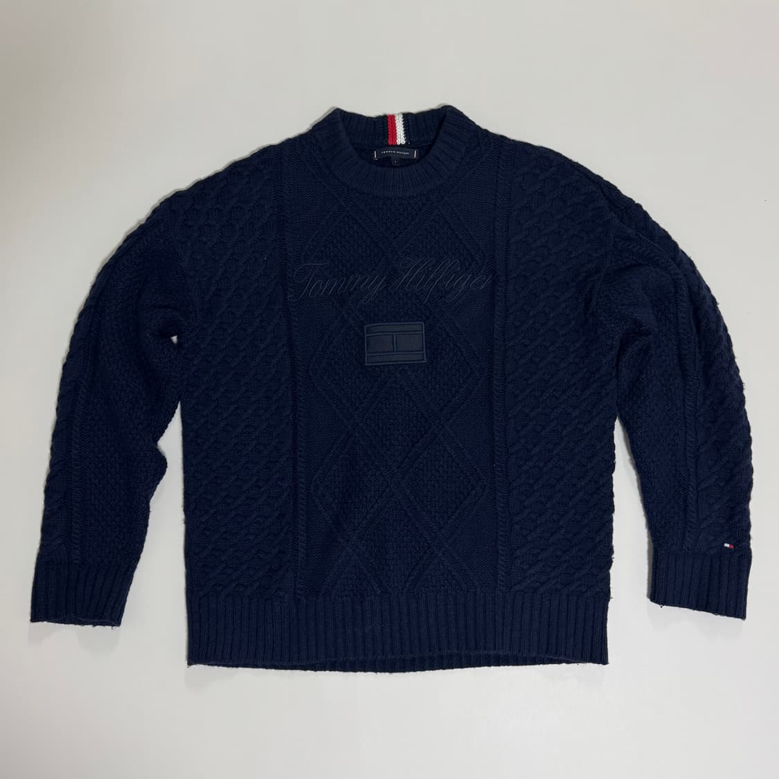 타미힐피거 남성 케이블 니트 네이비 상품이미지1